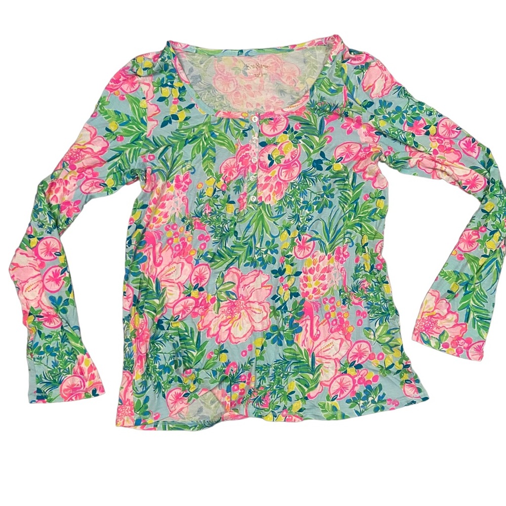 Lilly Pulitzer Long Sleeve Henley Tee